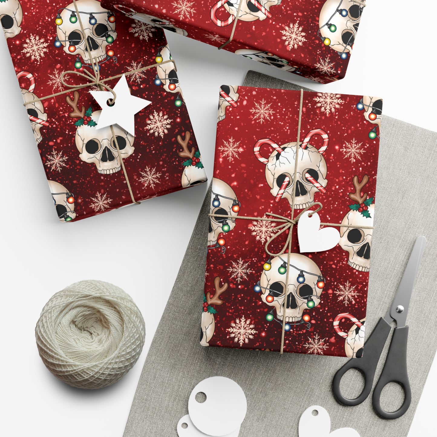 Goth Christmas Skulls Festive Red Creepmas Eco-Friendly Gift Wrap