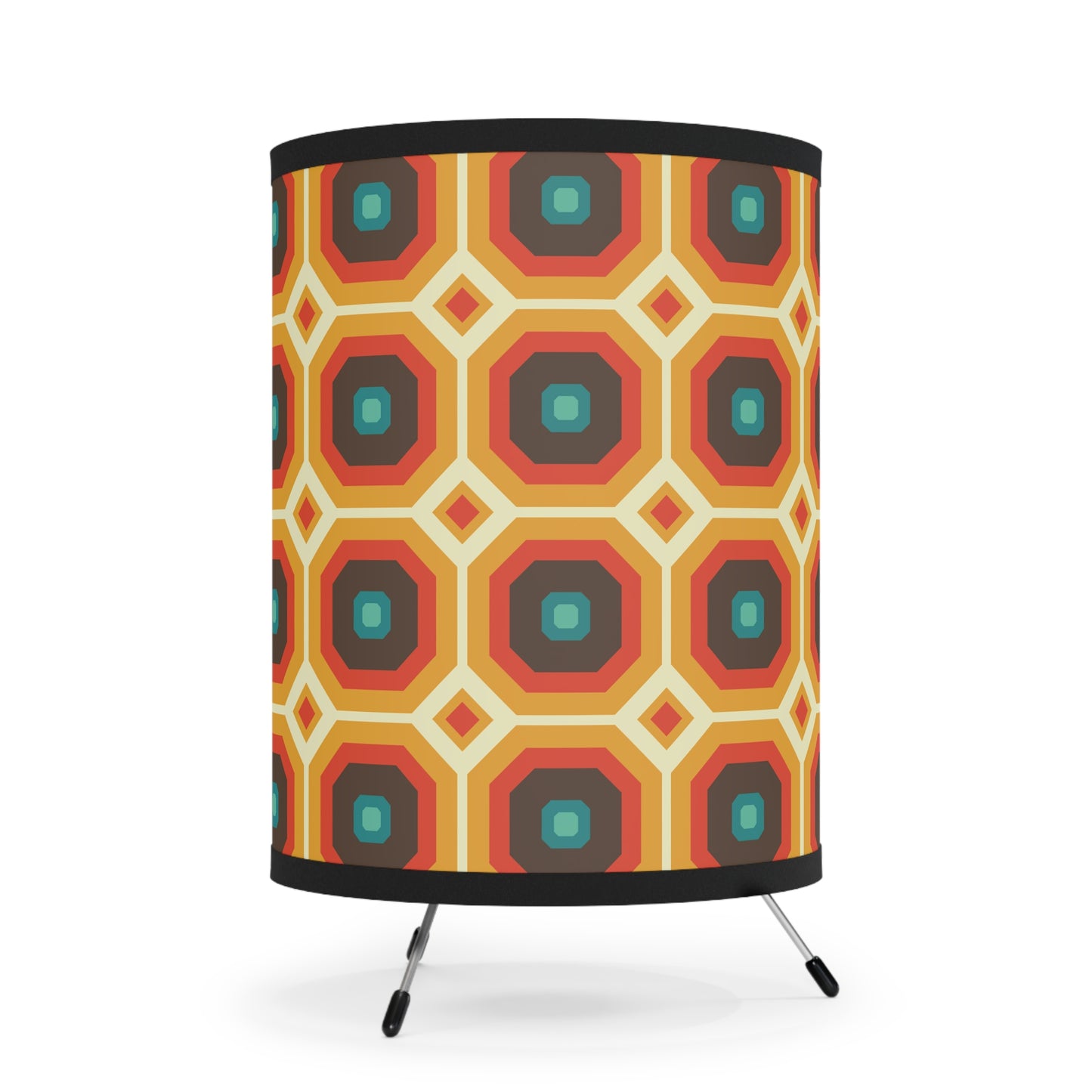 Retro 60s 70s Funky Mid Century Mod Orange & Brown Tabletop Accent Lamp