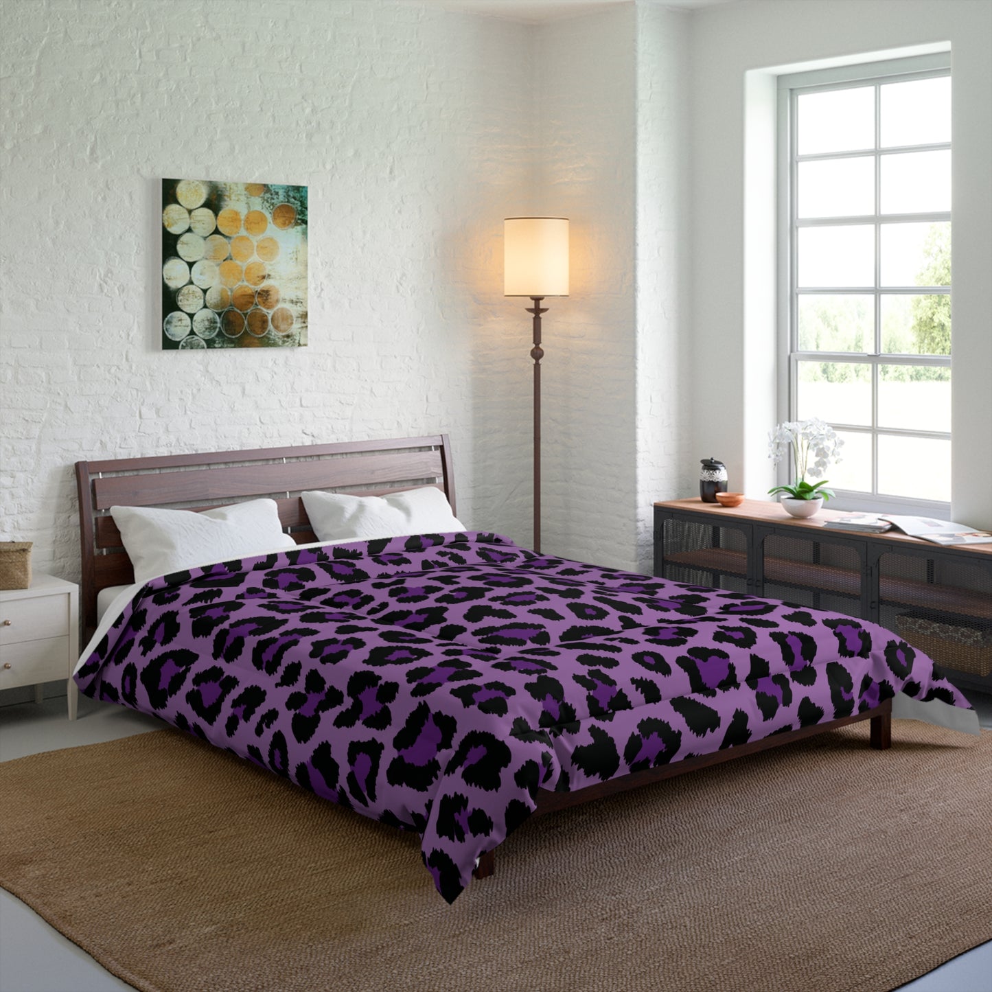 Purple Leopard Animal Print Cheetah Spots Comforter