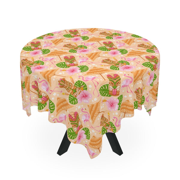 Tiki Retro Flamingo 60s Mid Century Multicolor Tablecloth | lovevisionkarma.com