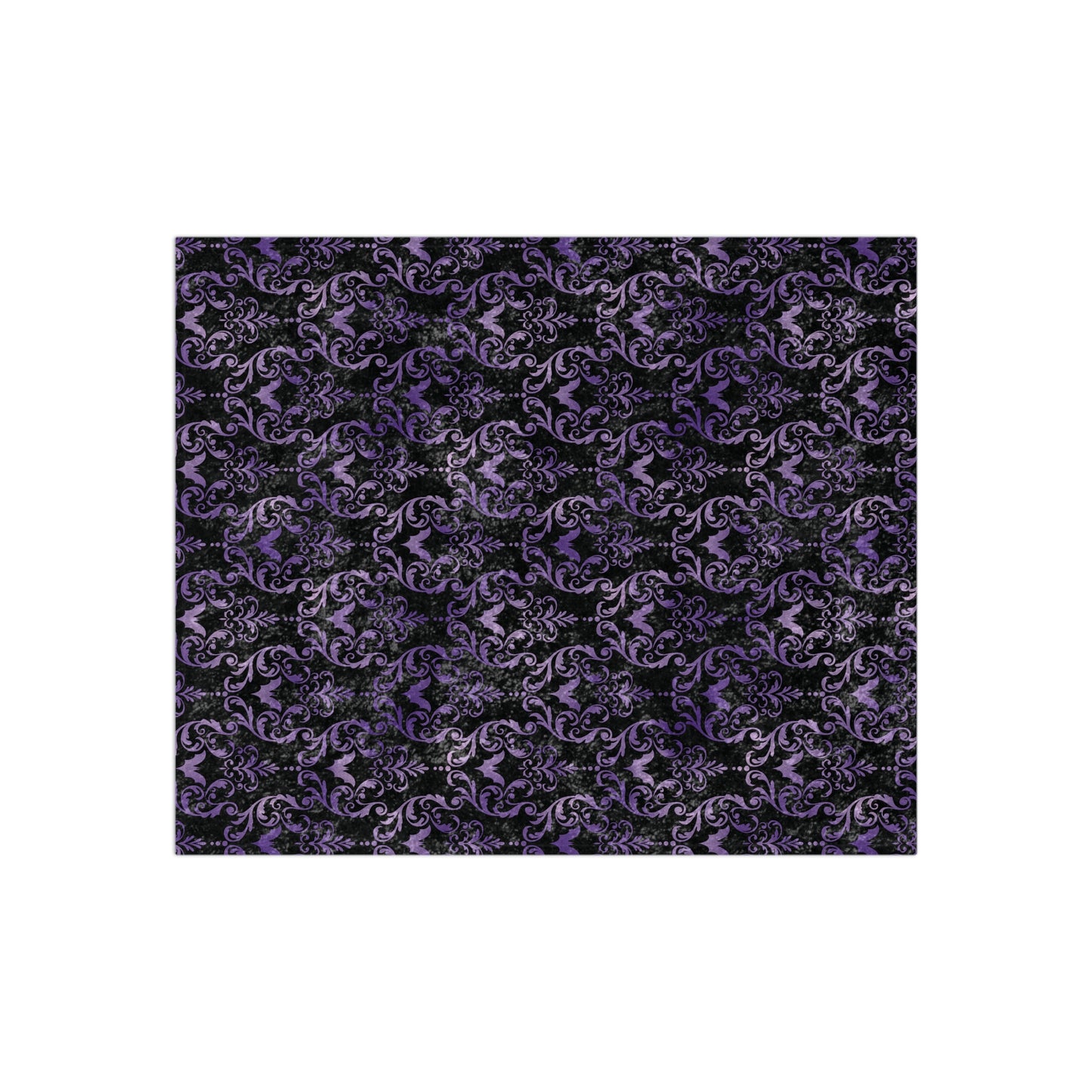 Dark Academia Damask Bat, Victorian Goth Inspired Purple & Black Glam Goth Crushed Velvet Blanket