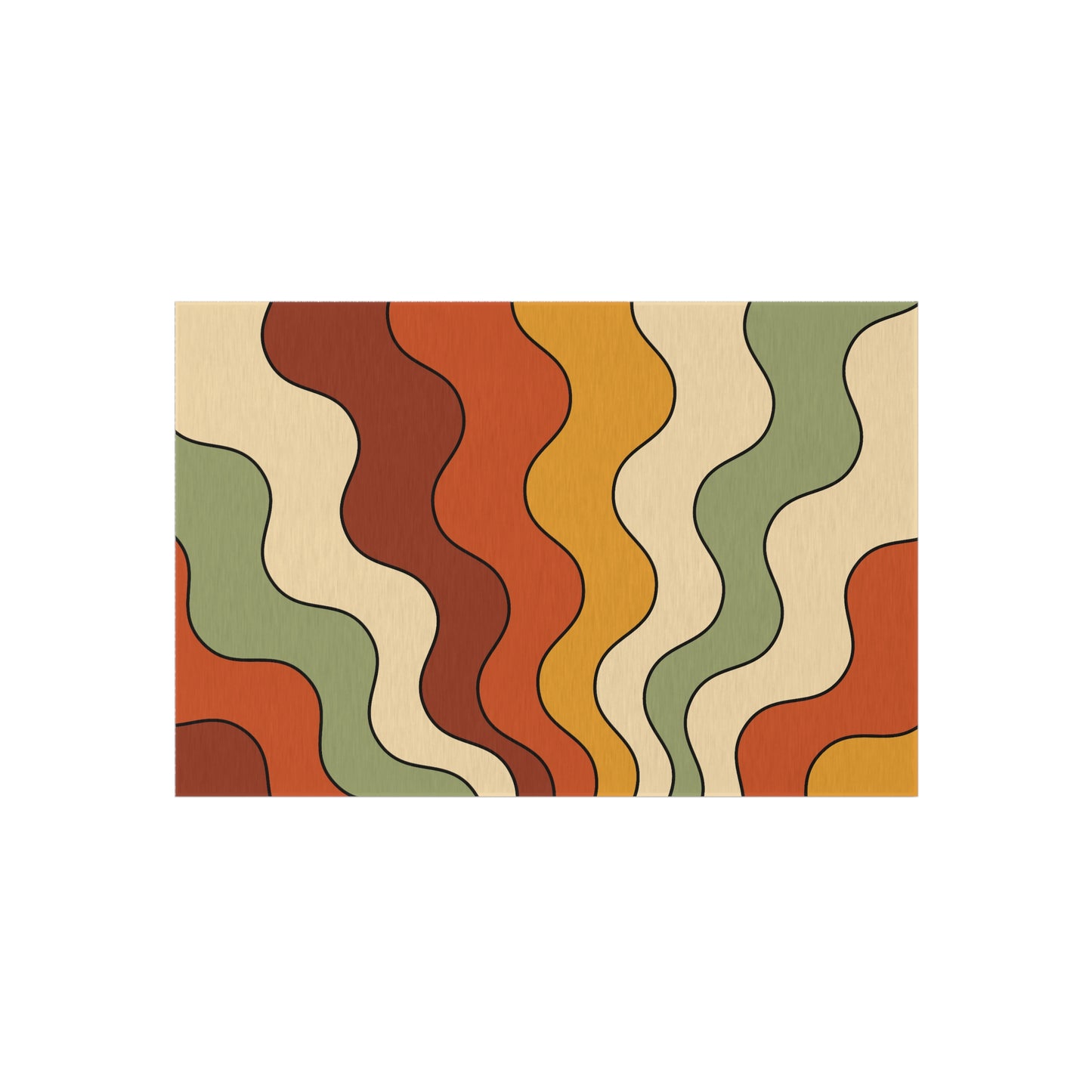 Groovy Retro 60s 70s Wavy Rainbow Mid Century Mod Multicolor Indoor/Outdoor Accent Rug