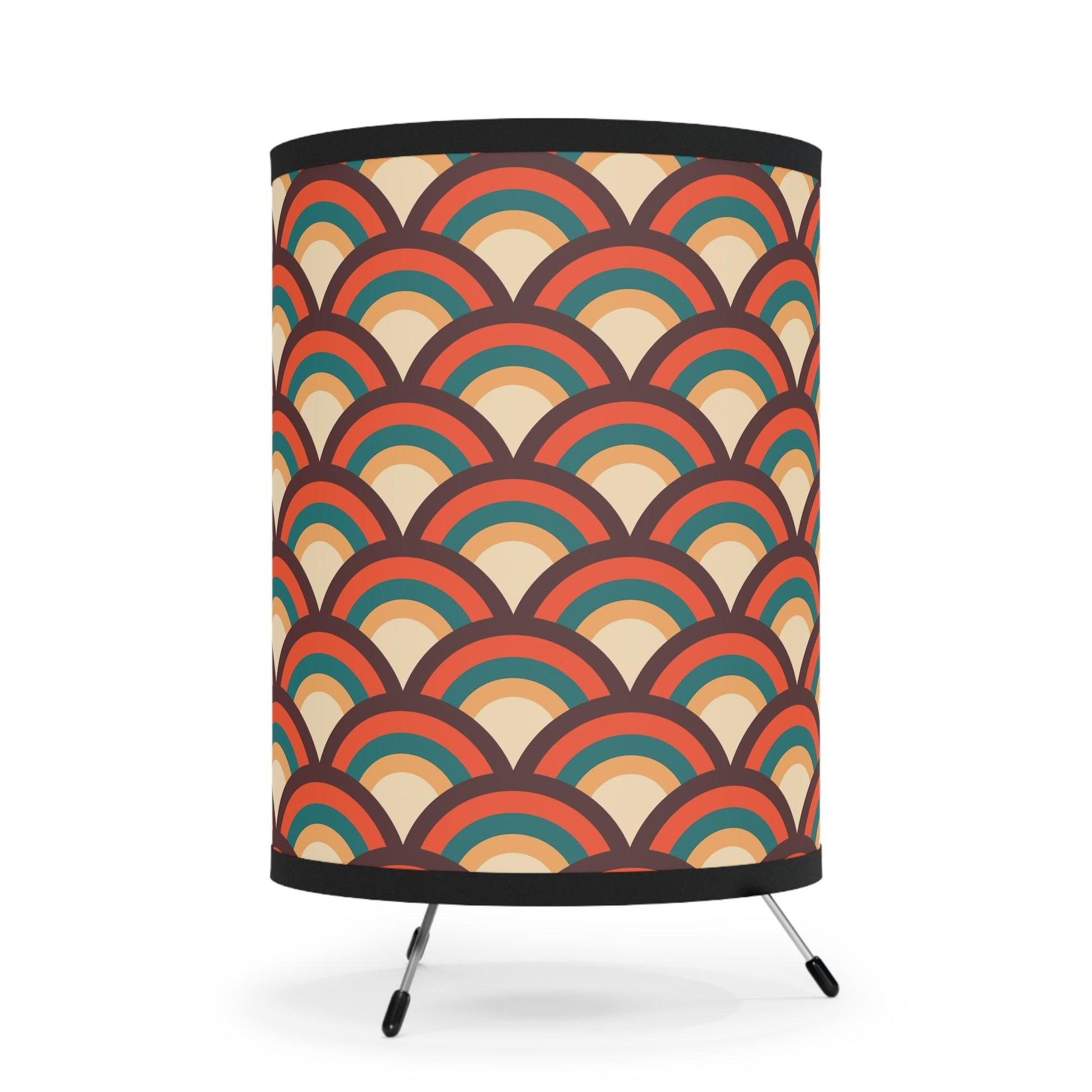 Retro Mid Century Mod Geometric Orange, Brown, Green & Cream Accent Lamp | lovevisionkarma.com