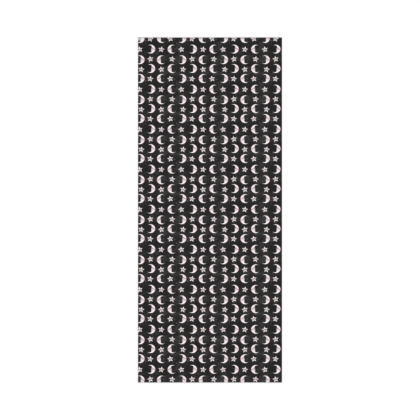 Goth Christmas Celestial Moon & Stars, Whimsical Kawaii Creepmas Black Eco-Friendly Gift Wrap