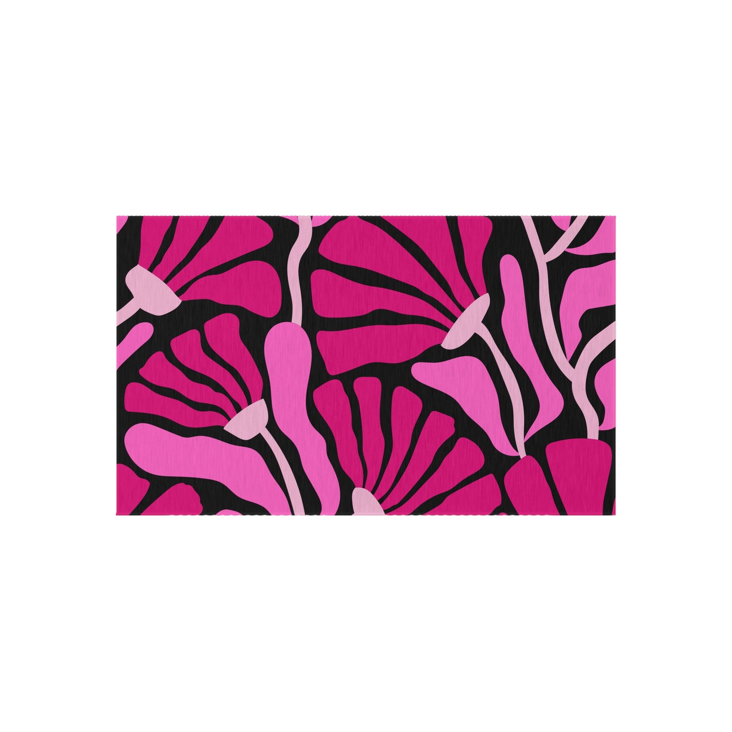 Groovy Abstract Pink Minimalist Retro Mod Flowers Indoor/Outdoor Accent Rug