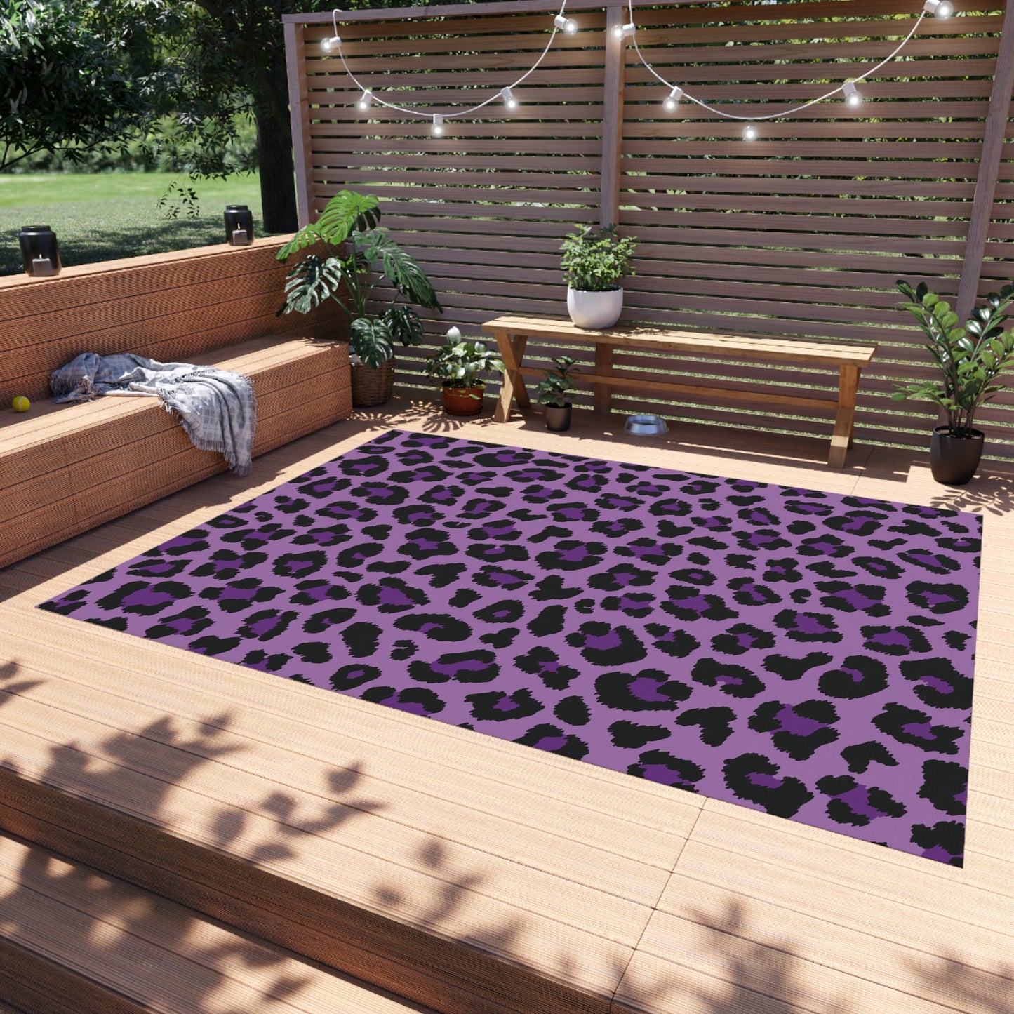 Purple Leopard Cheetah Animal Print Indoor/Outdoor Accent Rug