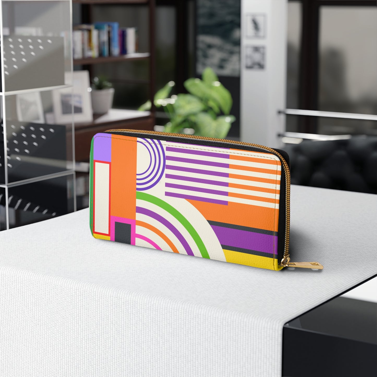 Retro Bauhaus Inspired Bold Colorful Zipper Wallet