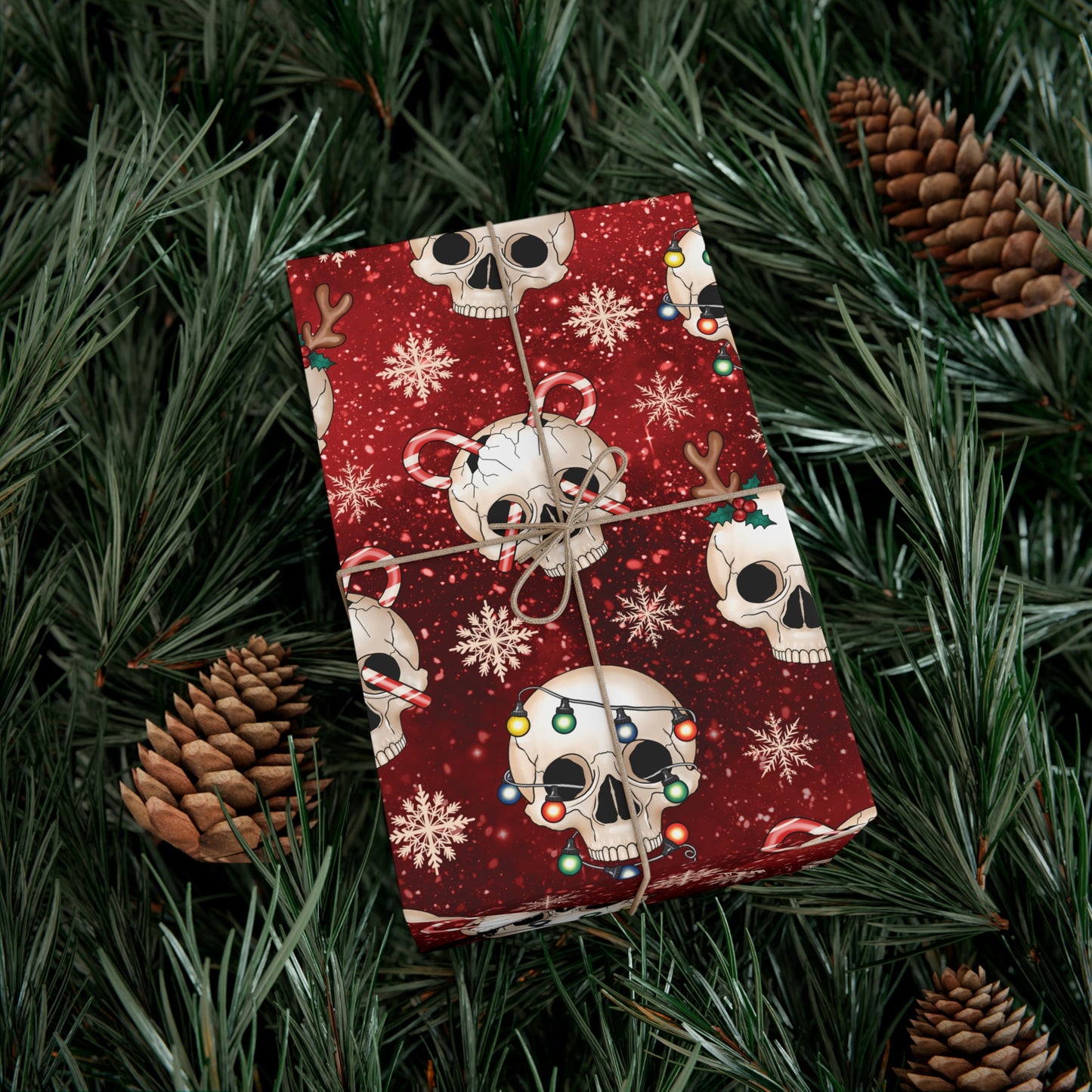 Goth Christmas Skulls Festive Red Creepmas Eco-Friendly Gift Wrap