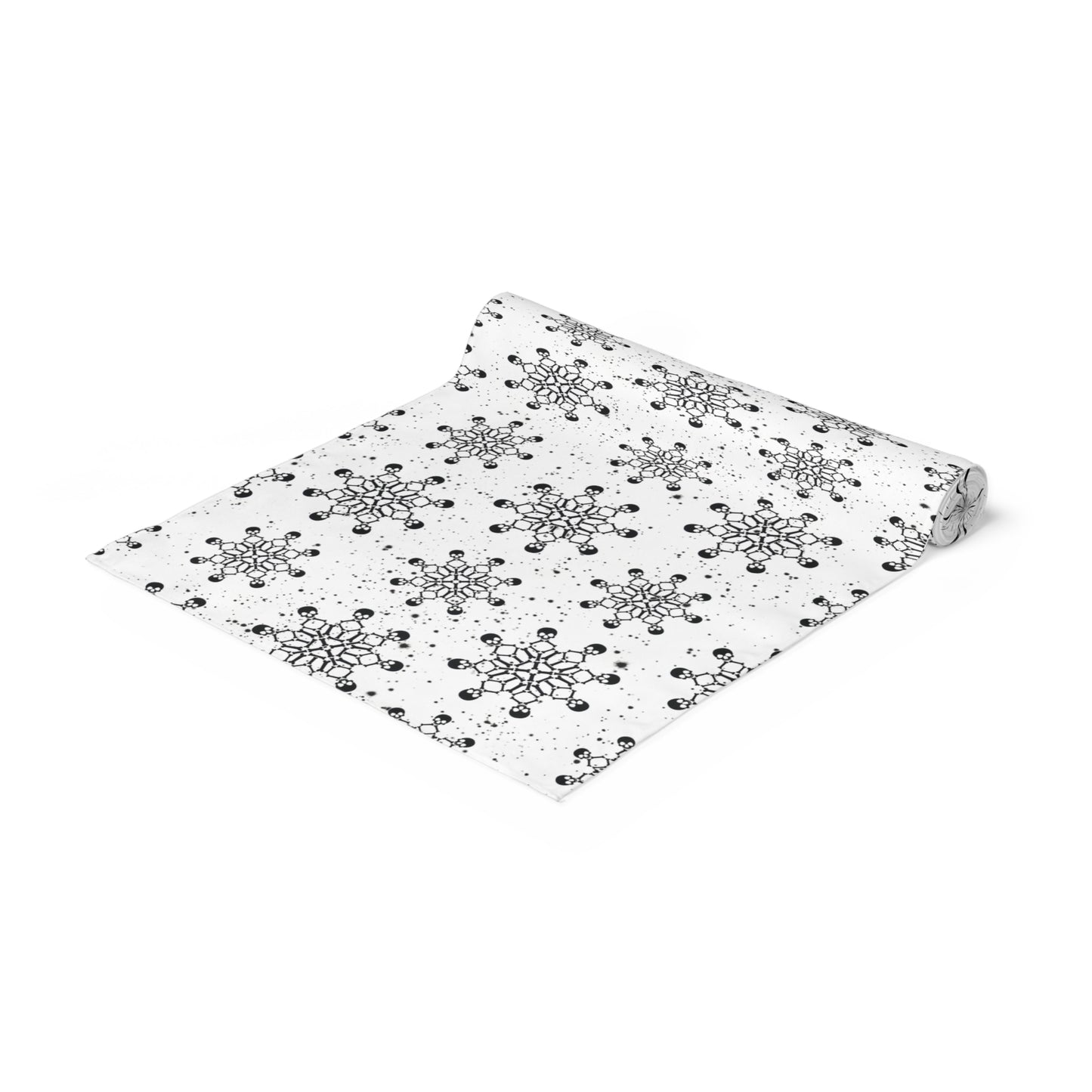 Goth Christmas Skull Snowflakes Creepmas White Holiday Table Runner