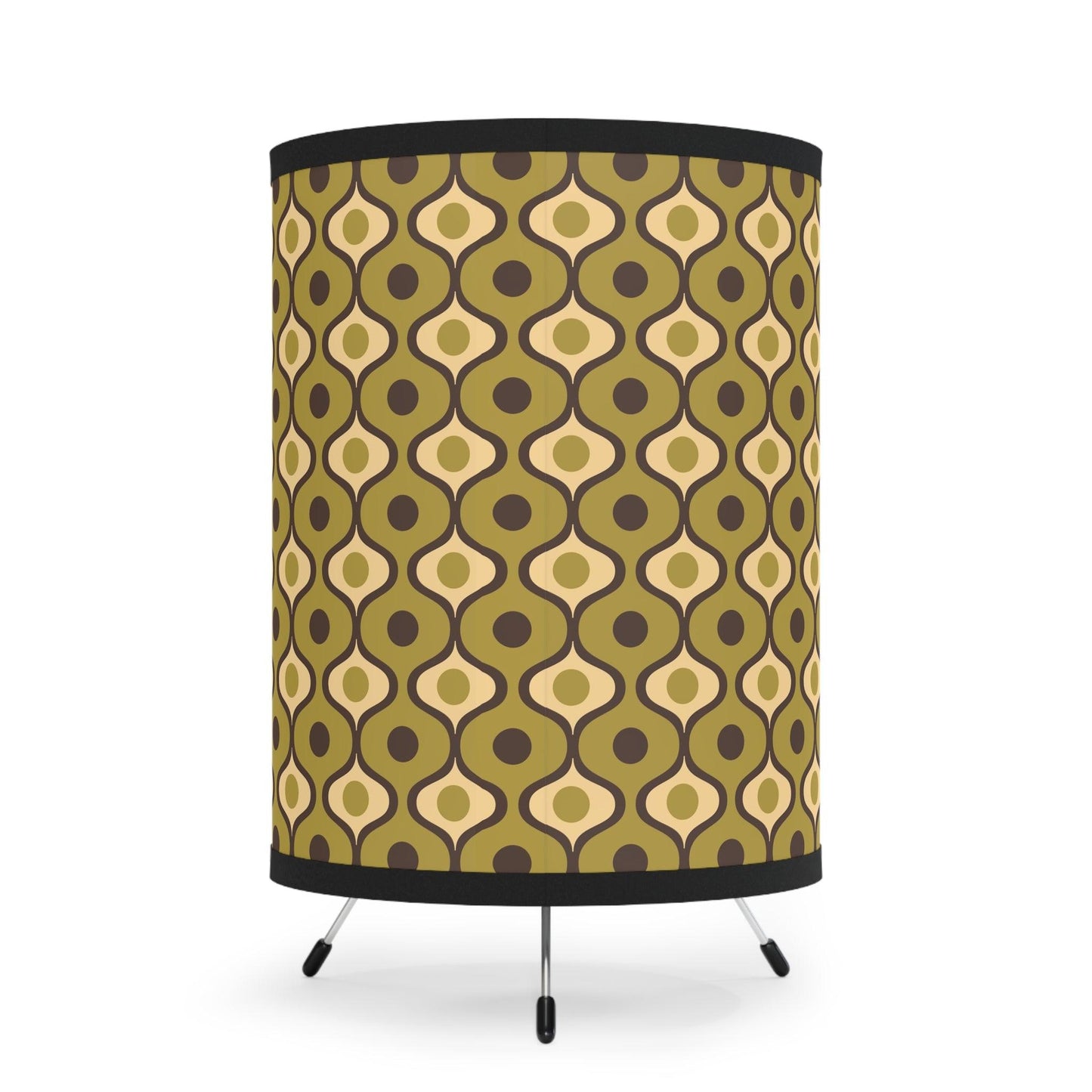 Retro Mid Century Geometric Green & Brown Tabletop Accent Lamp | lovevisionkarma.com