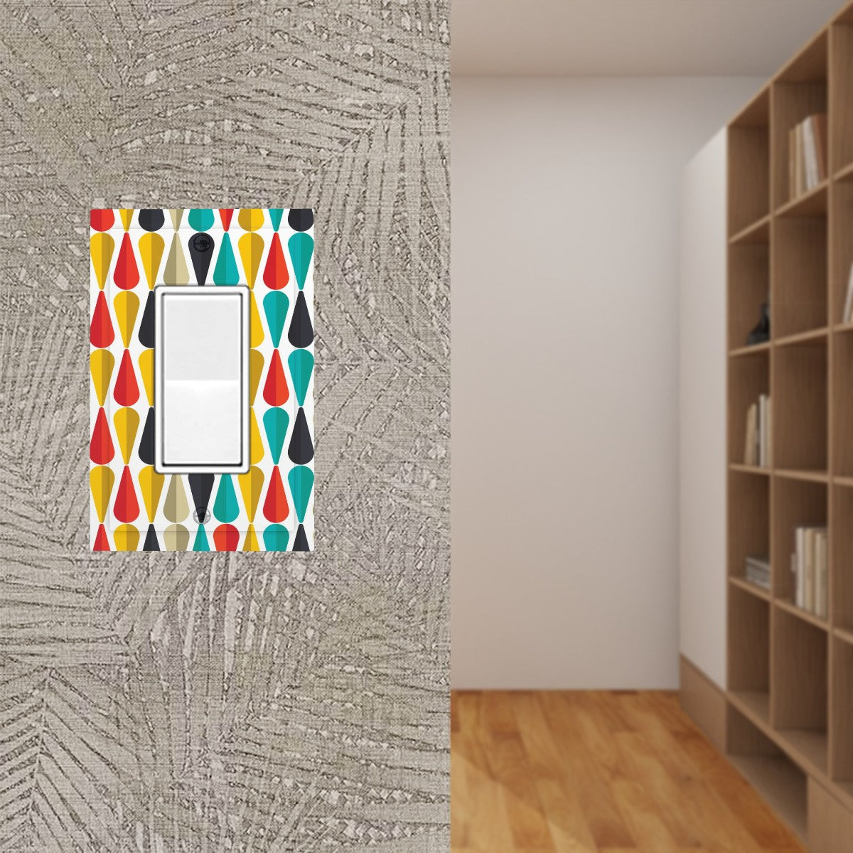 Retro 60s 70s Mid Century Modern Geometric Multicolor Rocker Light Switch Cover (1 Gang Wall Plate)