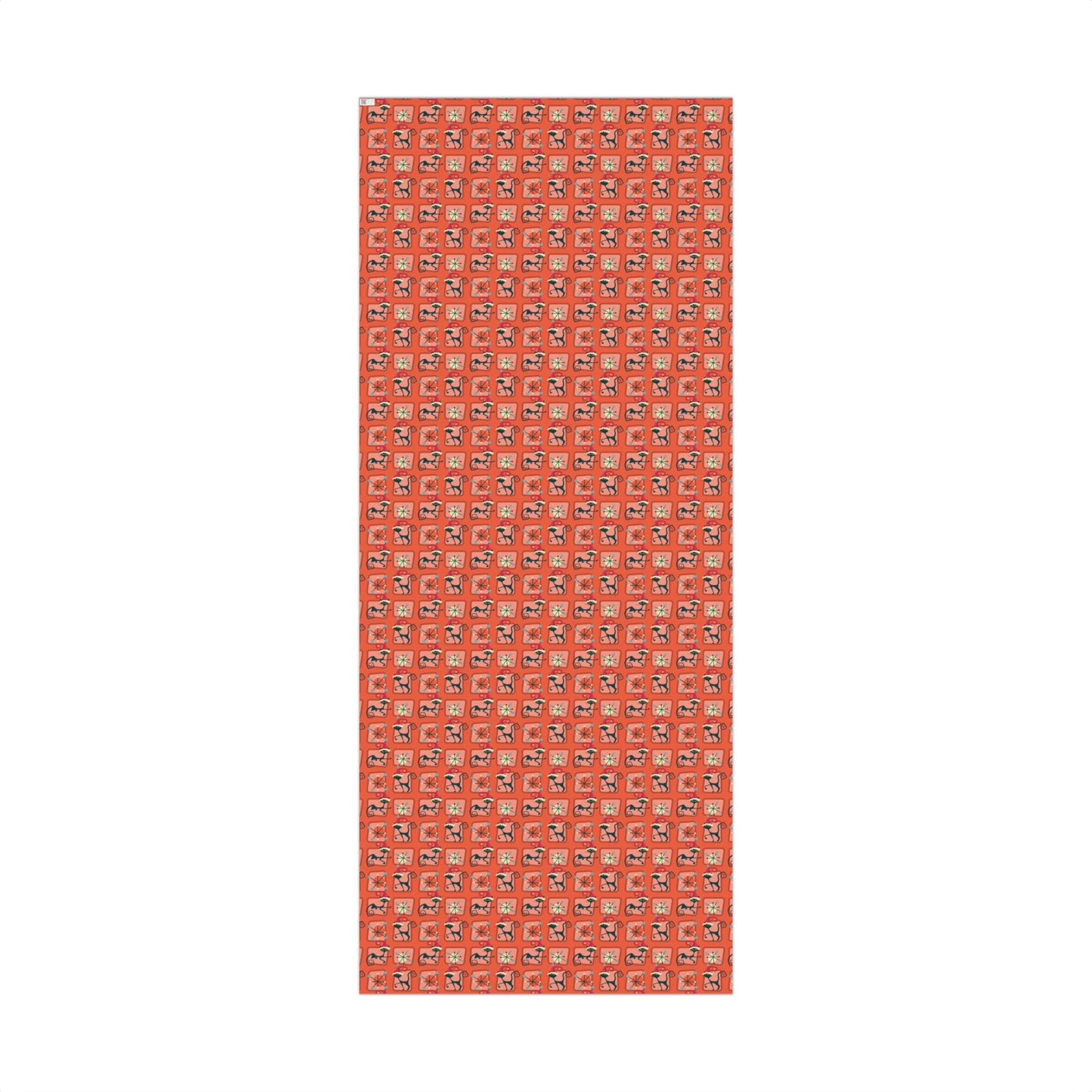 Retro 50's Atomic Cat Christmas Kitschy Mid Century Modern Red Eco-Friendly Wrapping Paper
