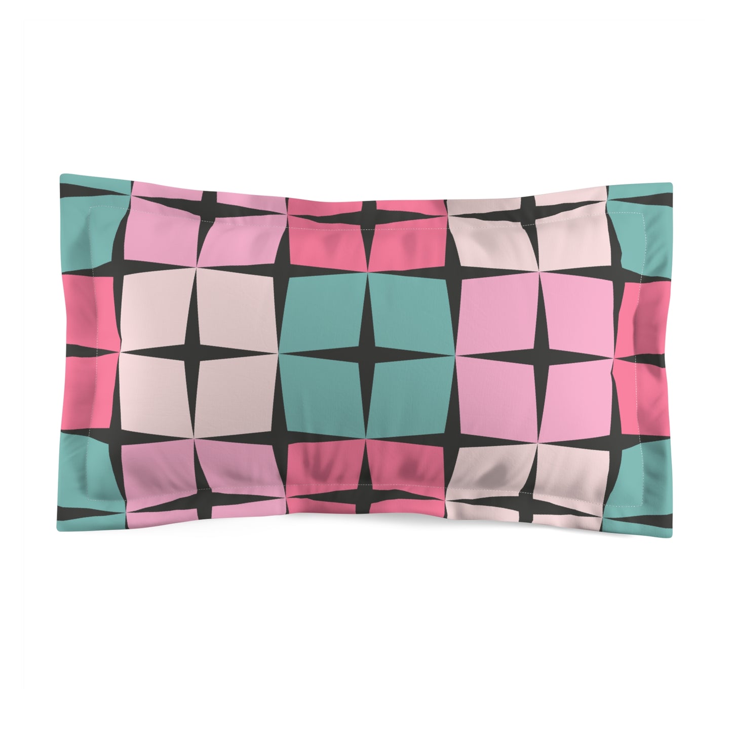 Palm Springs Retro 50s 60s Atomic Star Mid Century Mod Pink & Turquoise Blue Pillow Sham