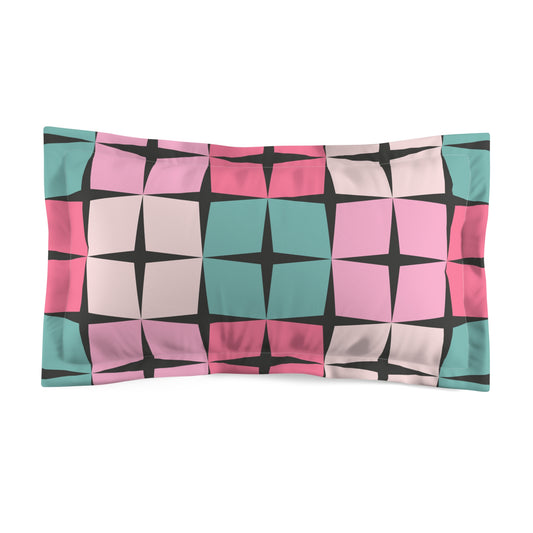 Palm Springs Retro 50s 60s Atomic Star Mid Century Mod Pink & Turquoise Blue Pillow Sham
