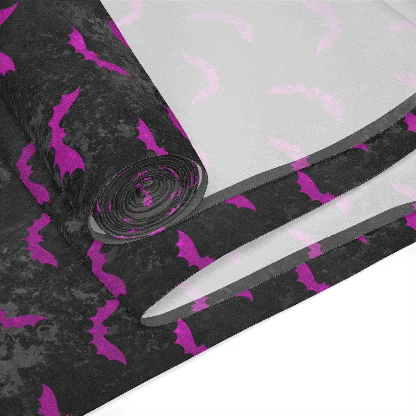 Purple Bats & Distressed Black Halloween Table Runner, Creepmas, Goth Christmas | lovevisionkarma.com