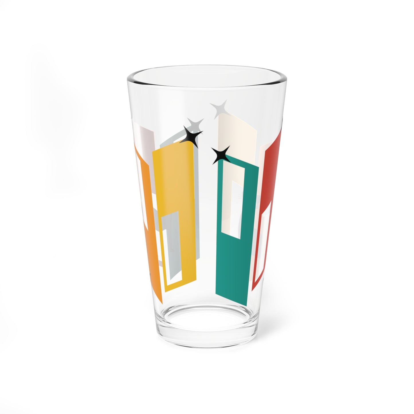 Retro 50s 60s Atomic Black Cats Mid Century Modern Multicolor Pint Glass