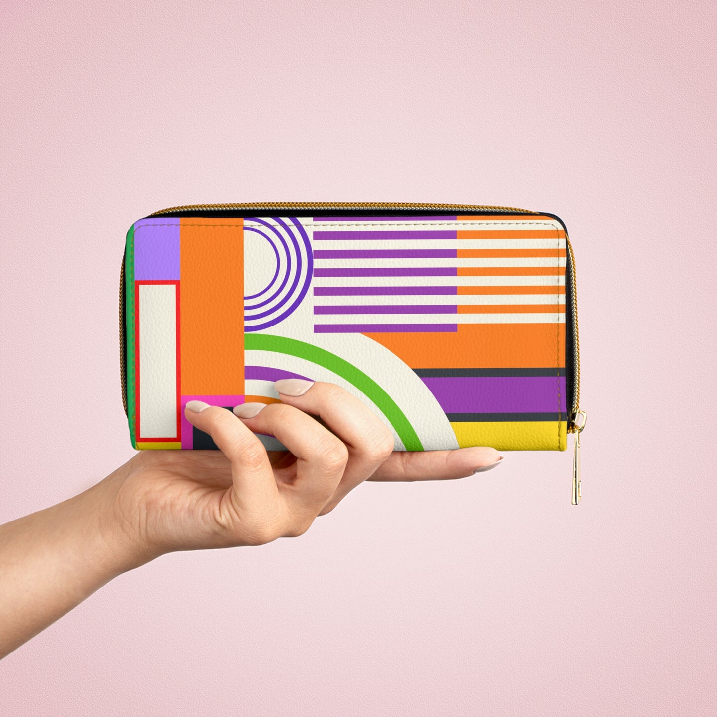 Retro Bauhaus Inspired Bold Colorful Zipper Wallet