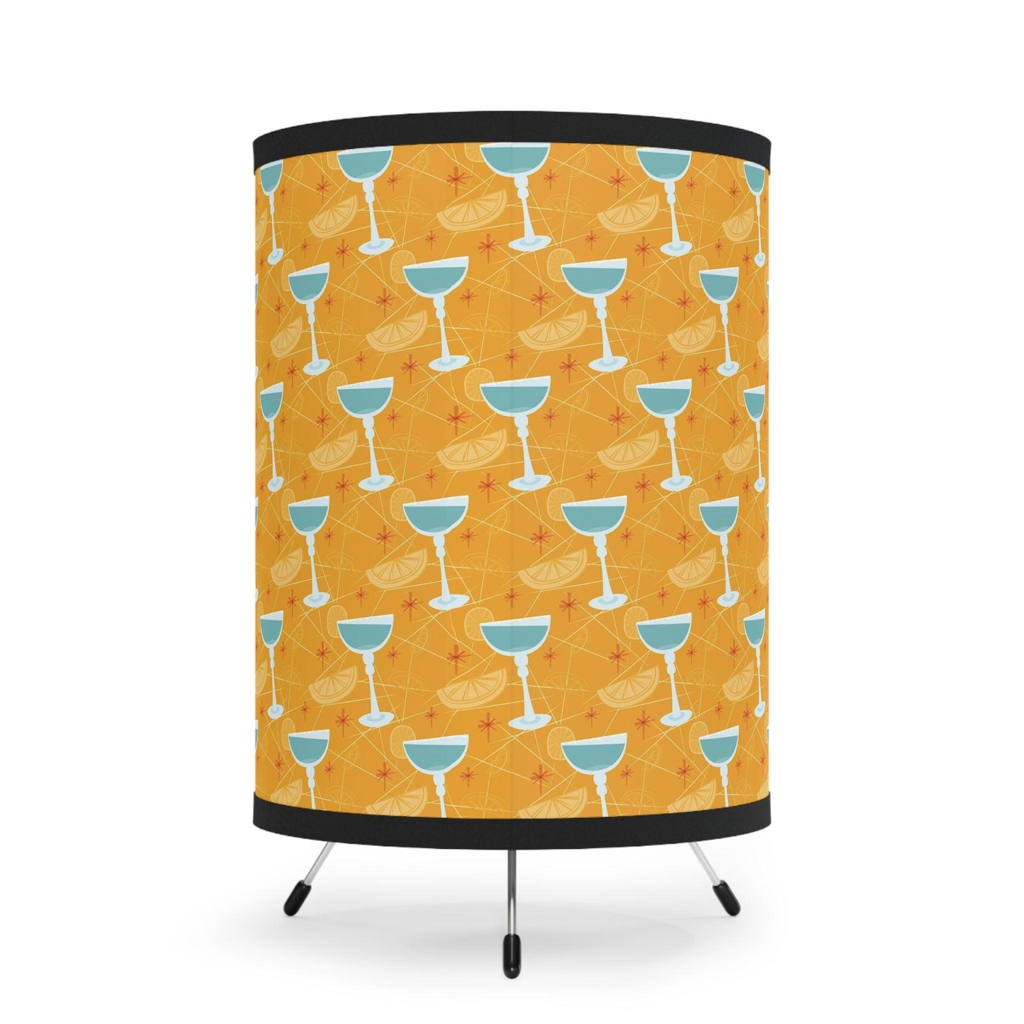 Retro 50s Kitsch Mid Century Cocktails Yellow and Blue Tabletop Accent Lamp | lovevisionkarma.com