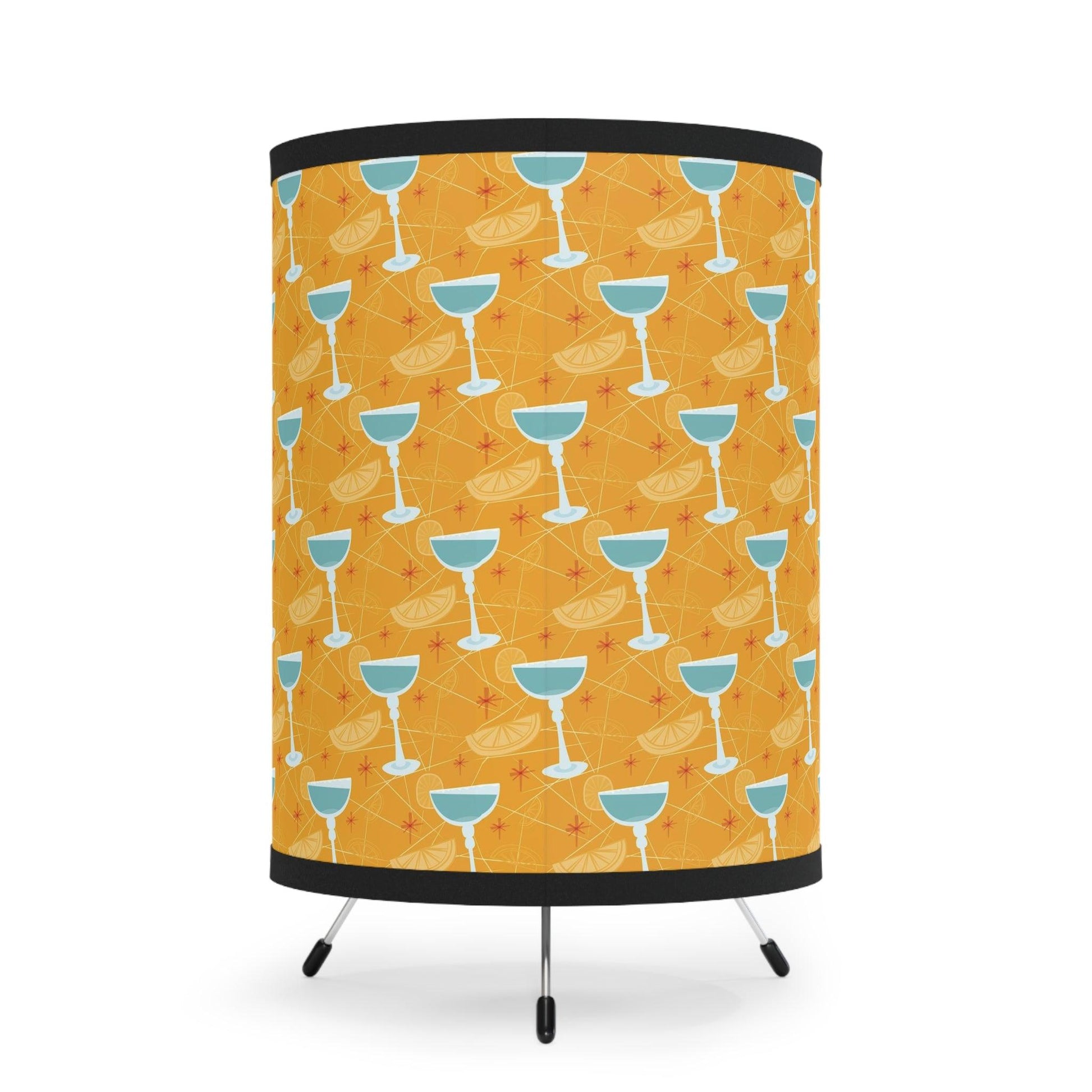 Retro 50s Kitsch Mid Century Cocktails Yellow and Blue Tabletop Accent Lamp | lovevisionkarma.com