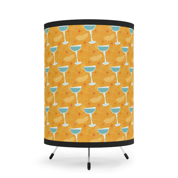 Retro 50s Kitsch Mid Century Cocktails Yellow and Blue Tabletop Accent Lamp | lovevisionkarma.com