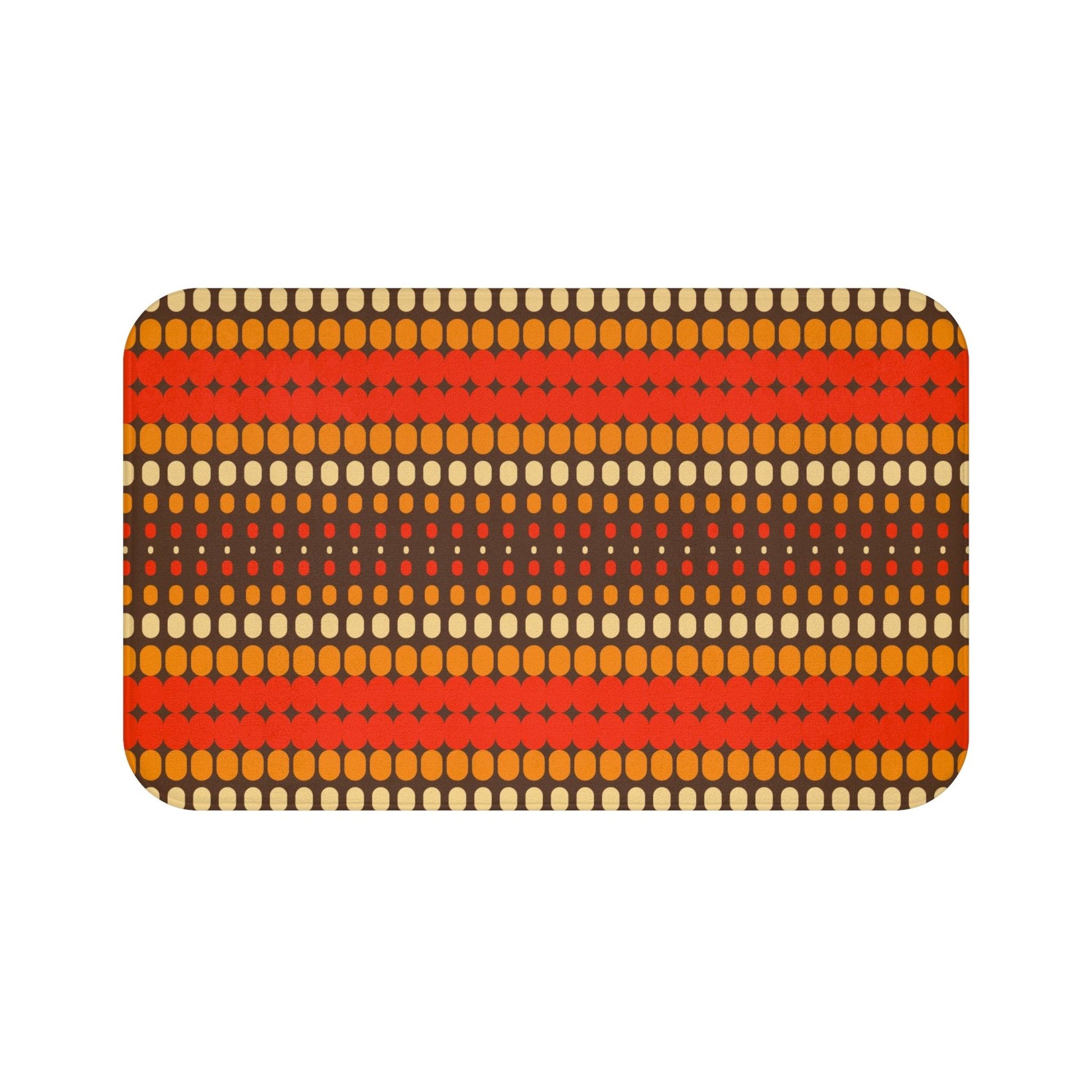 Retro 70s Funky Mid Century Modern Orange and Brown Bath Mat | lovevisionkarma.com