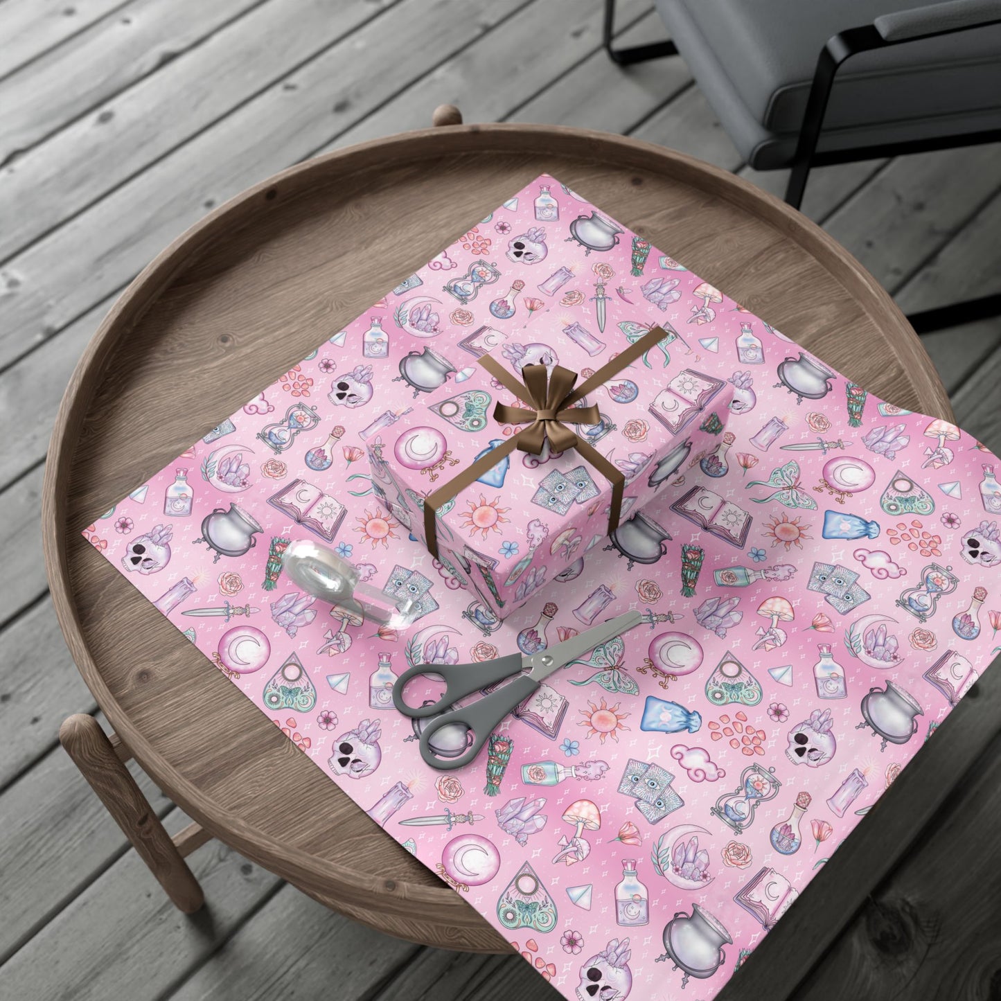 Witchy Pastel Goth Christmas, Kawaii Whimsigoth Pink Eco-Friendly Gift Wrap Paper