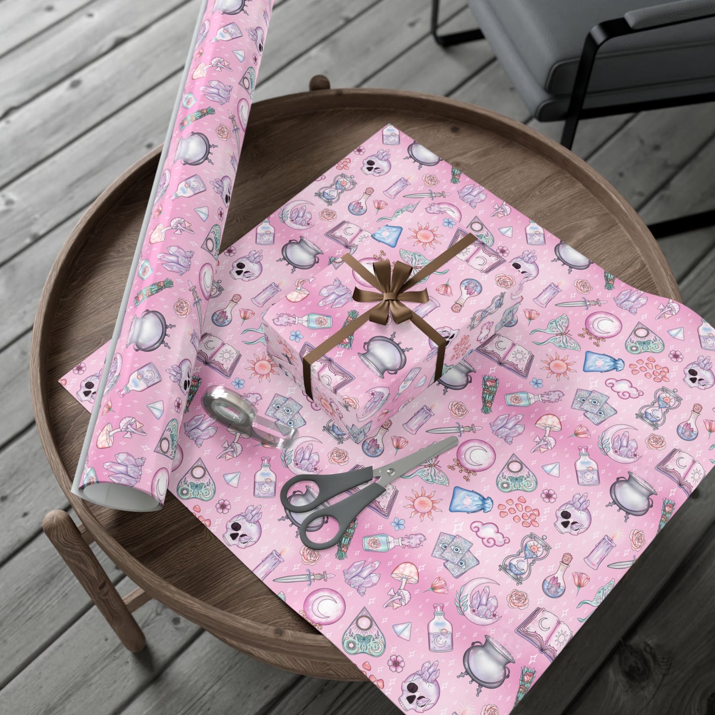 Witchy Pastel Goth Christmas, Kawaii Whimsigoth Pink Eco-Friendly Gift Wrap Paper