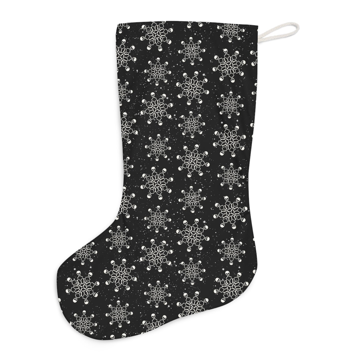 Skull Snowflake Goth Christmas, Creepy Scary Black Creepmas Holiday Stocking