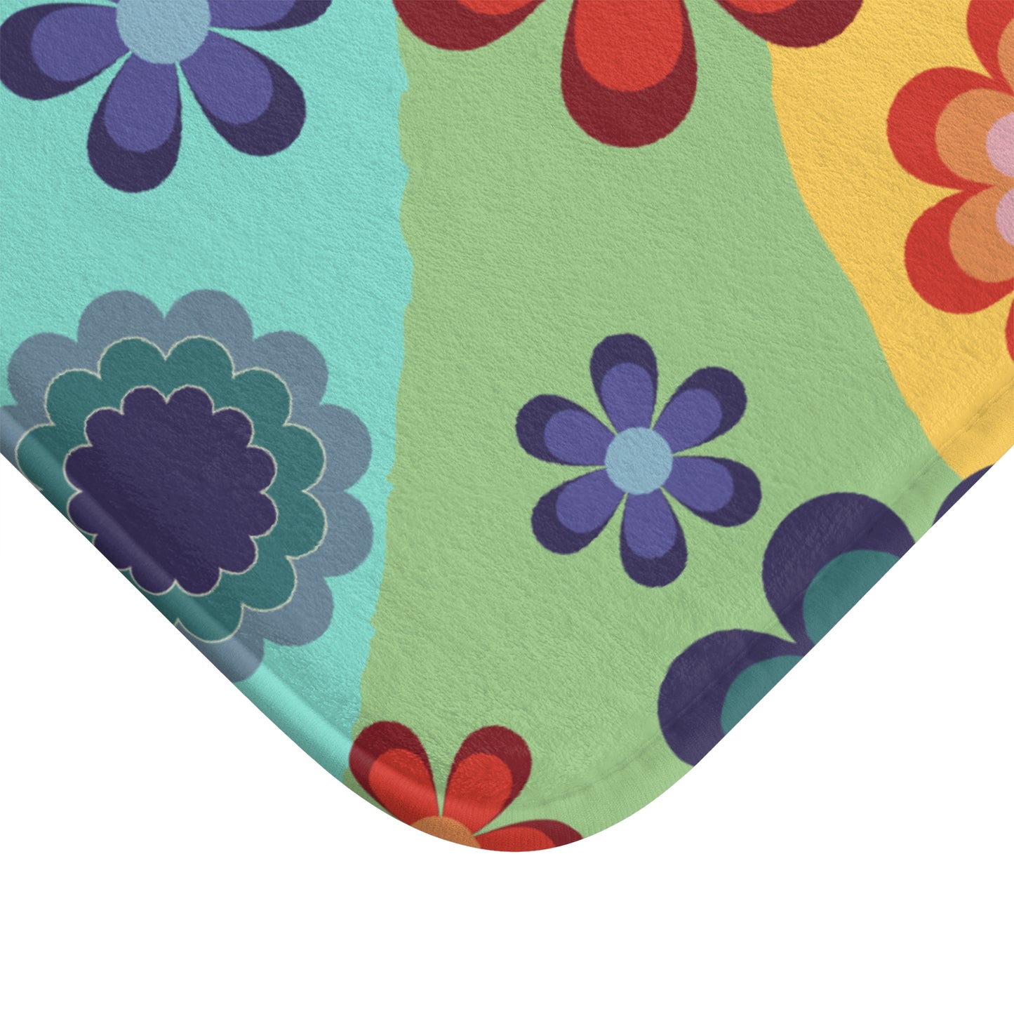 Groovy Hippie Flowers Colorful Boho MCM Bath Mat