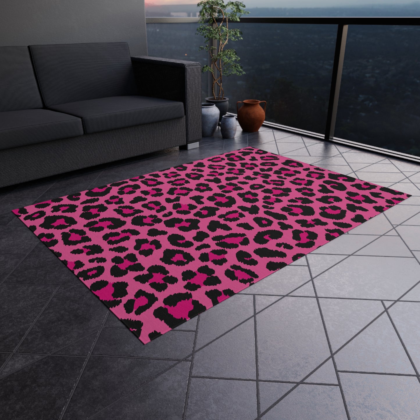 Pink Leopard Cheetah Animal Print Indoor/Outdoor Accent Rug