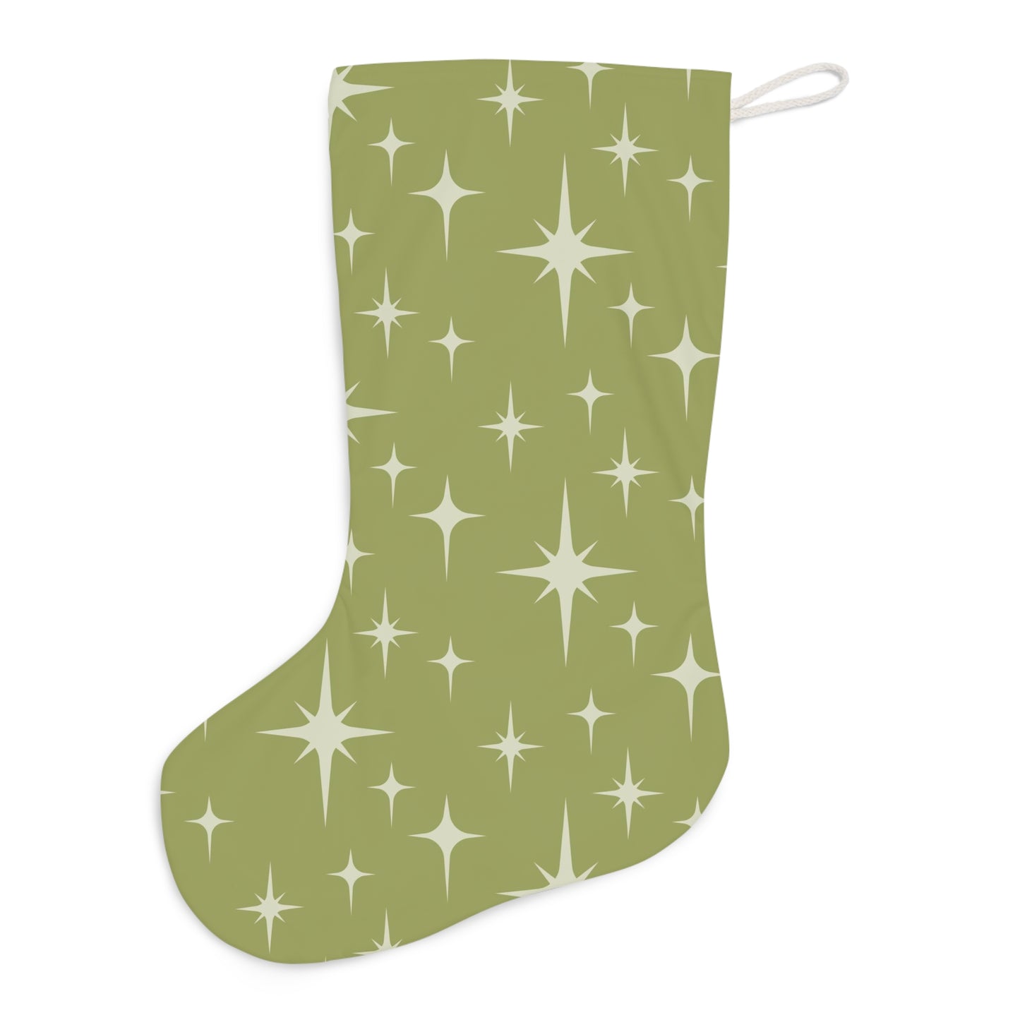 Retro 50s Atomic Starburst Chartreuse Green Mid Century Modern Christmas Stocking