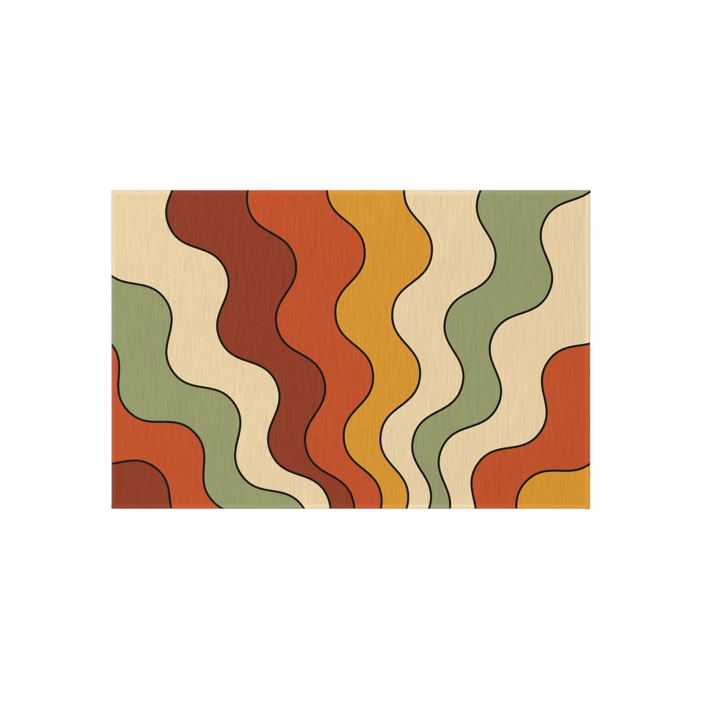 Groovy Retro 60s 70s Wavy Rainbow Mid Century Mod Multicolor Indoor/Outdoor Accent Rug