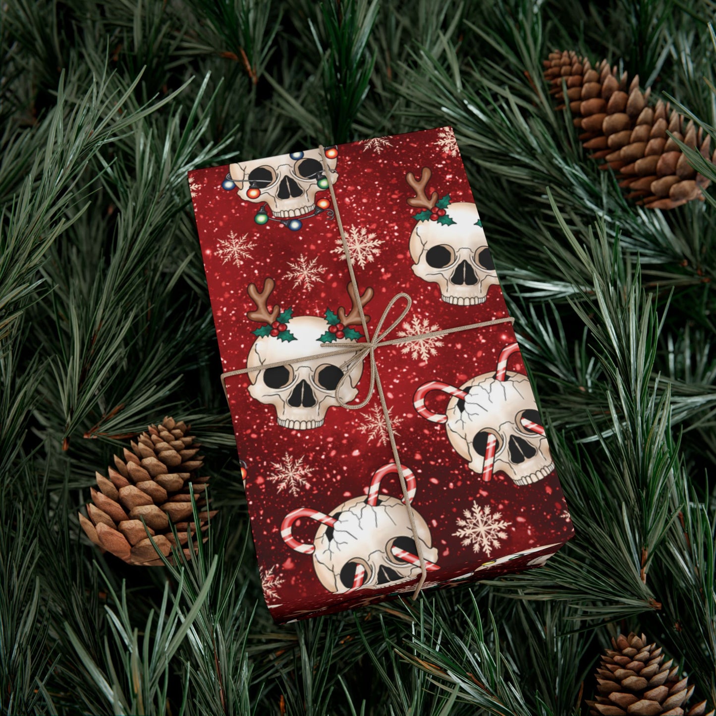 Goth Christmas Skulls Festive Red Creepmas Eco-Friendly Gift Wrap