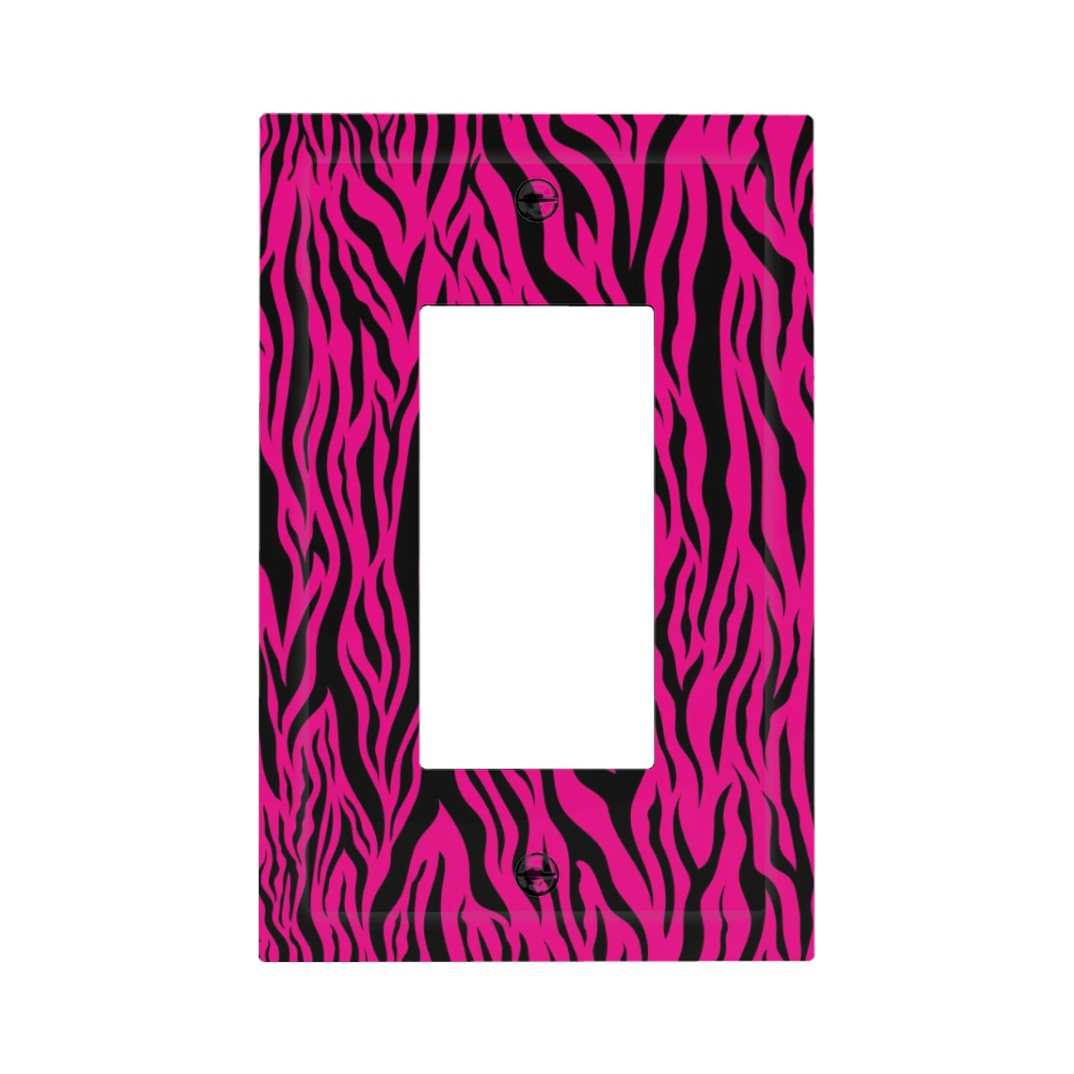 Pink & Black Tiger Stripe Animal Print MCM Rocker Light Switch Cover (1-Gang Wall Plate)