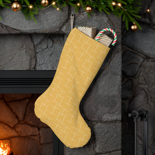 Retro 50's 60's Mid Century Modern Lines Yellow Christmas Stocking