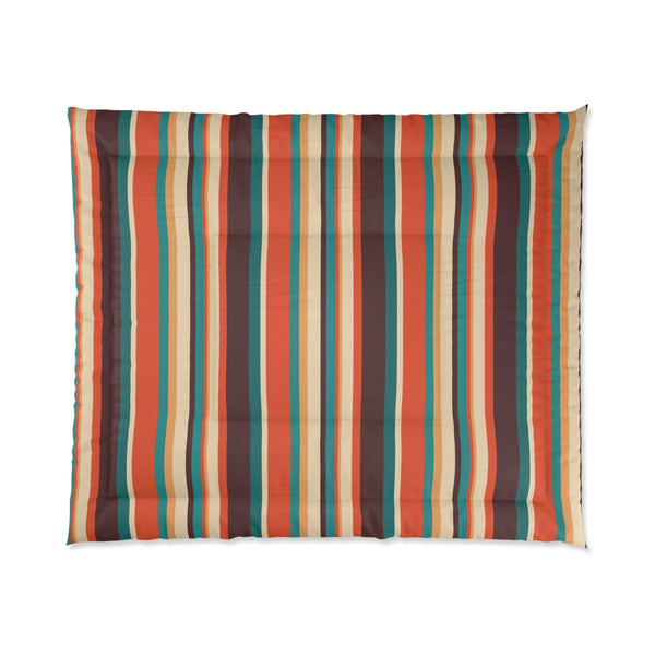 Retro 60s 70s Brown, Orange & Cream Striped MCM Comforter