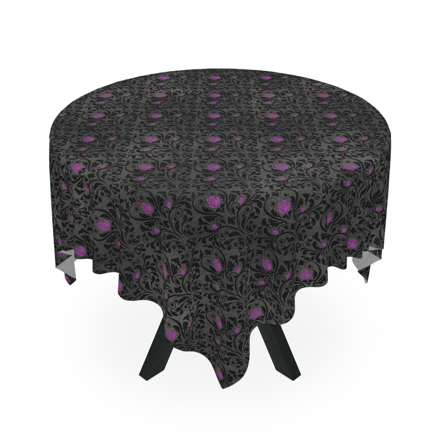 Victorian Goth Damask Purple and Black Halloween Tablecloth | lovevisionkarma.com