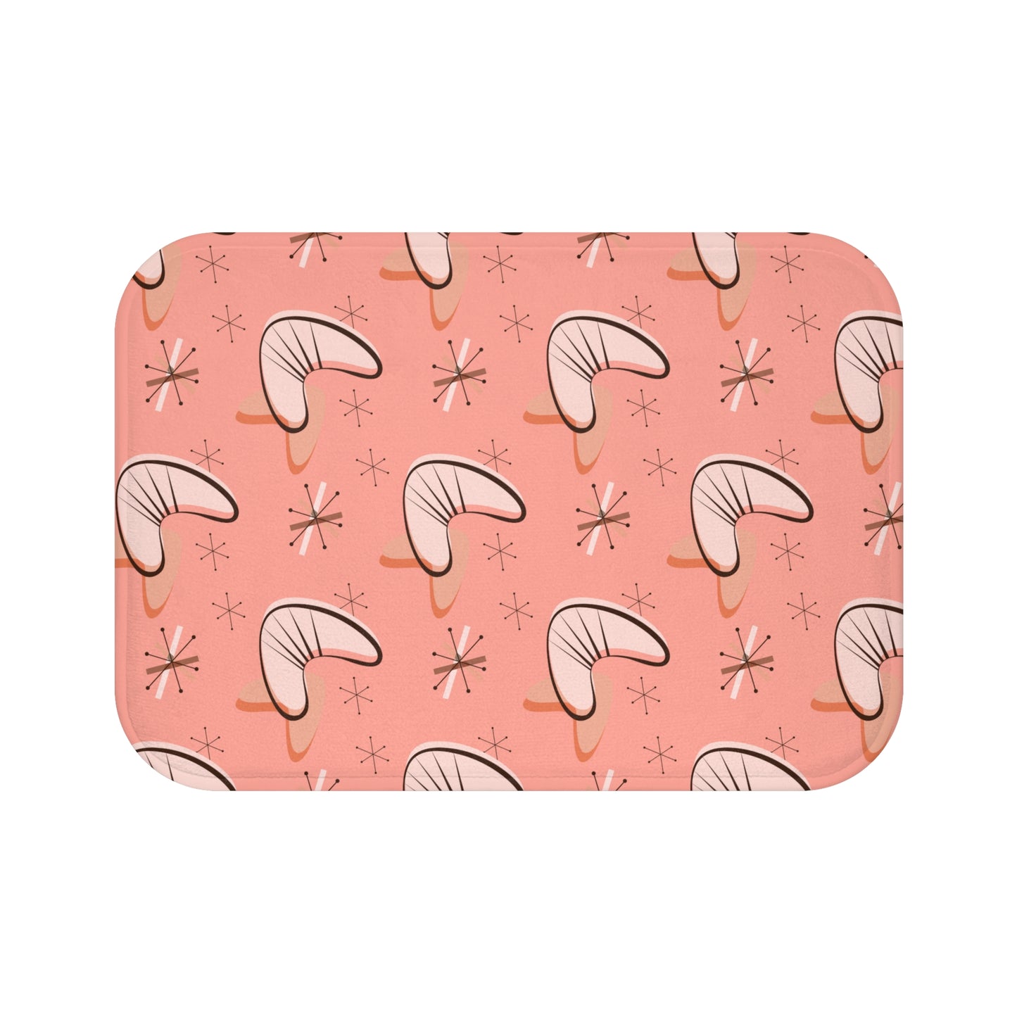 Retro 50s Pink Atomic Starburst and Boomerang MCM Bath Mat