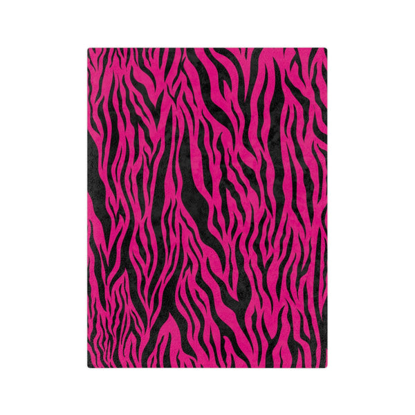 Pink Tiger Stripe Animal Print Velveteen Minky Blanket