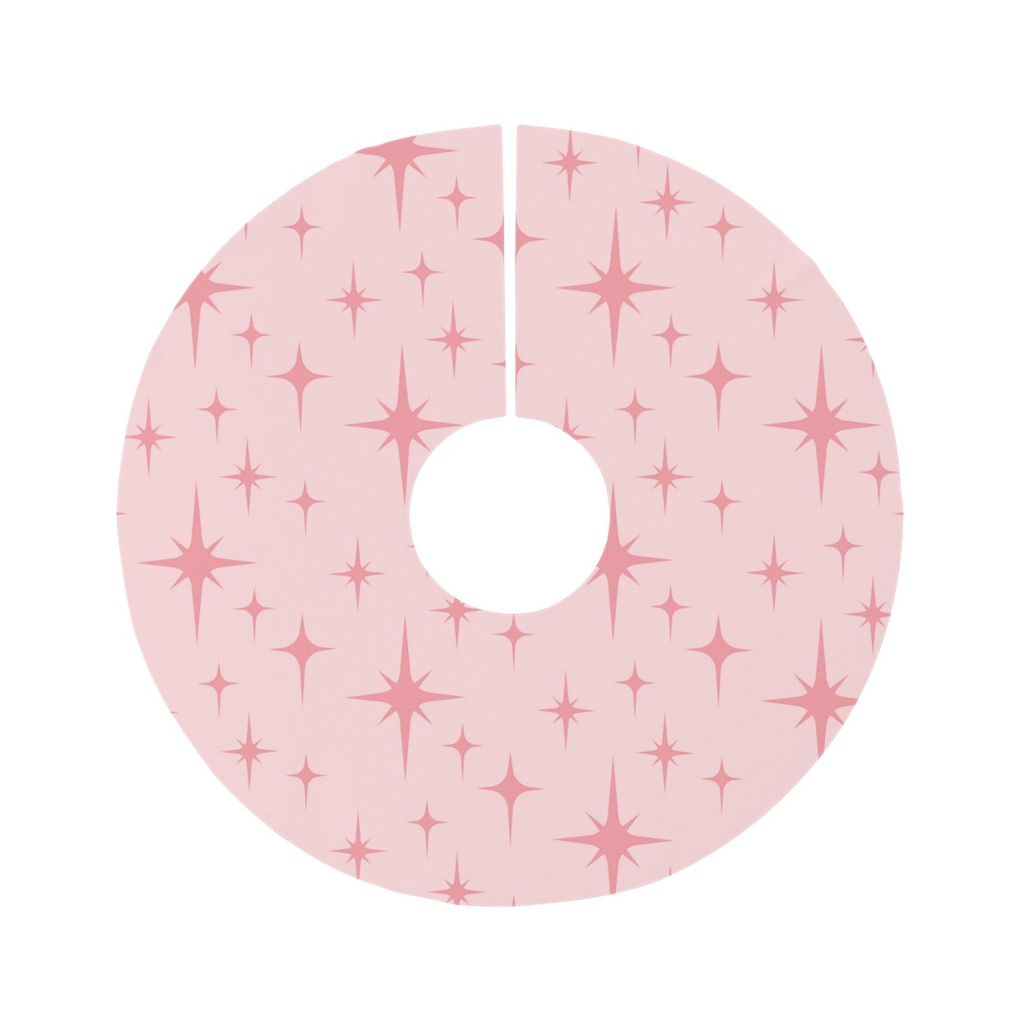 Retro 50s Pink Atomic Starburst Mid Century Modern Christmas Tree Skirt | lovevisionkarma.com