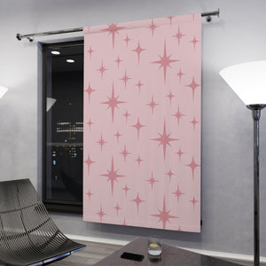 Retro 50s Pink Atomic Starburst Mid Century Modern Blackout Window Curtain