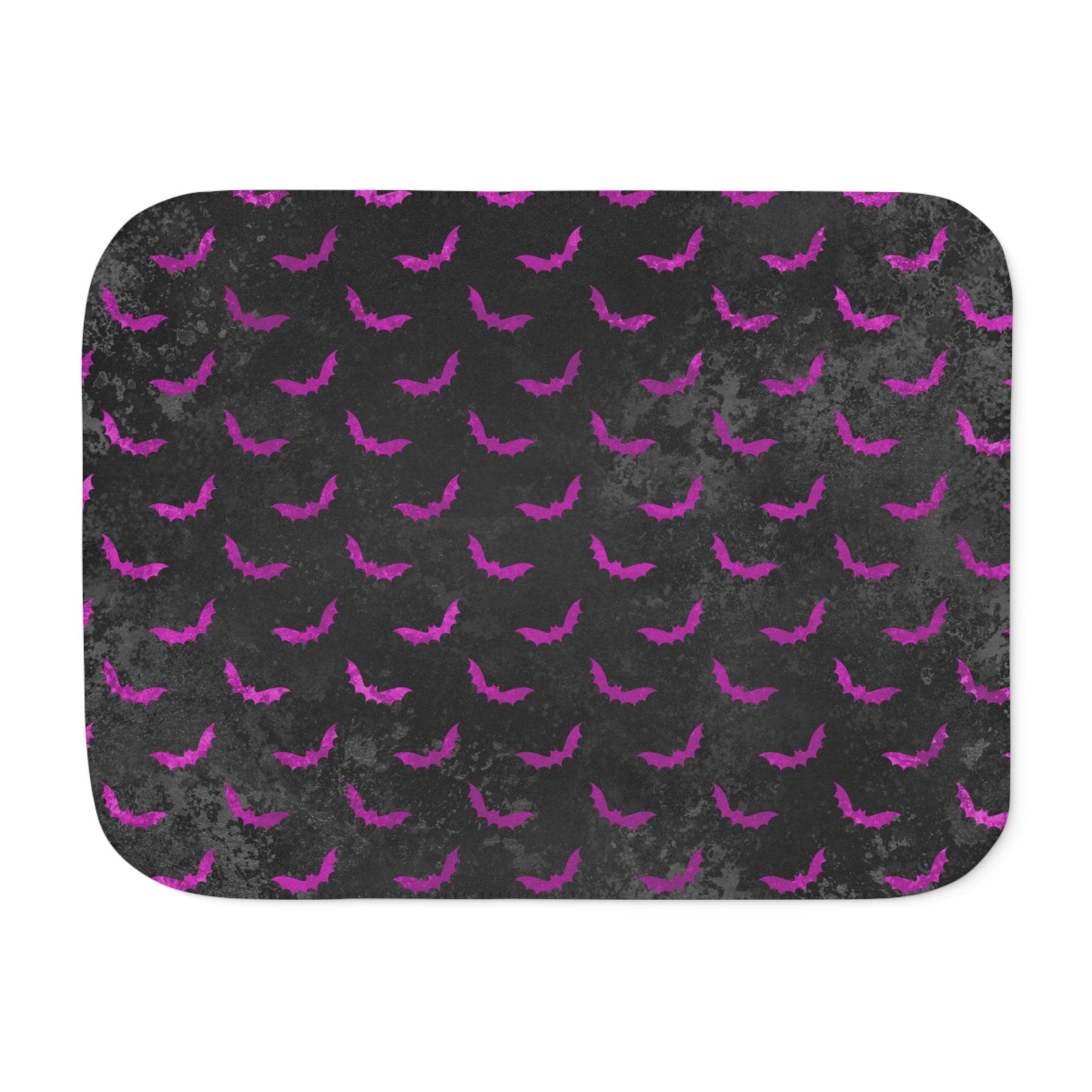 Purple Bats, Distressed Black Halloween Sherpa Blanket | lovevisionkarma.com