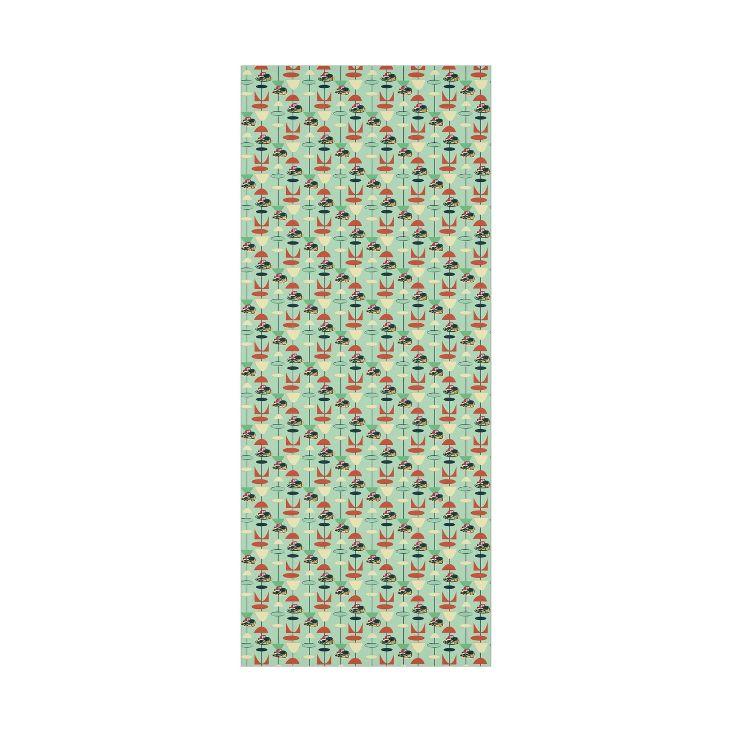 Retro 50's Atomic Cat Christmas Kitschy Mid Century Modern Green Eco-Friendly Wrapping Paper