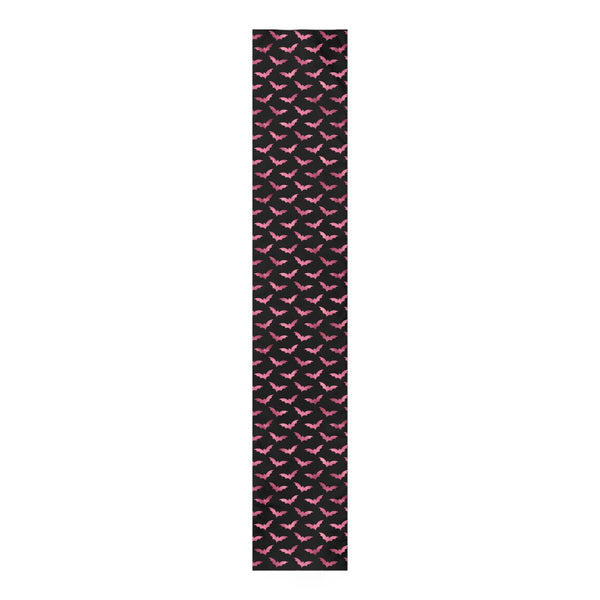 Pink Bats Spooky Halloween Glam Goth Black Table Runner