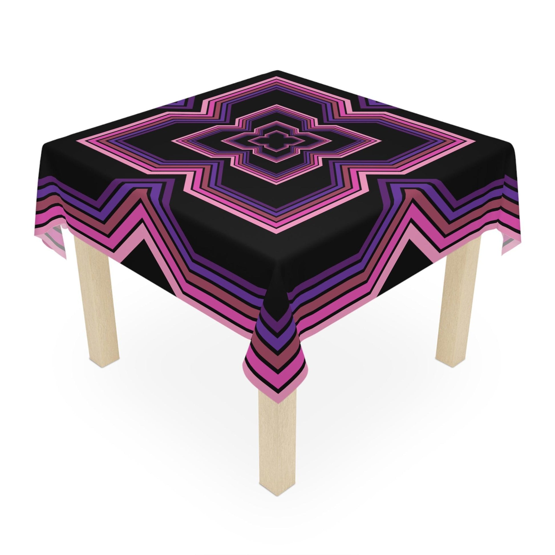 Retro 80s 90s Vaporwave Aesthetic Pink, Purple & Black Tablecloth | lovevisionkarma.com