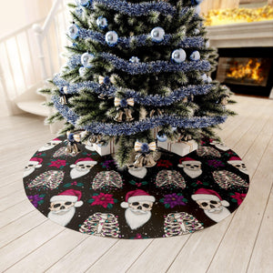 Goth Christmas, Santa Skull, Scary Creepy Christmas Black Tree Skirt