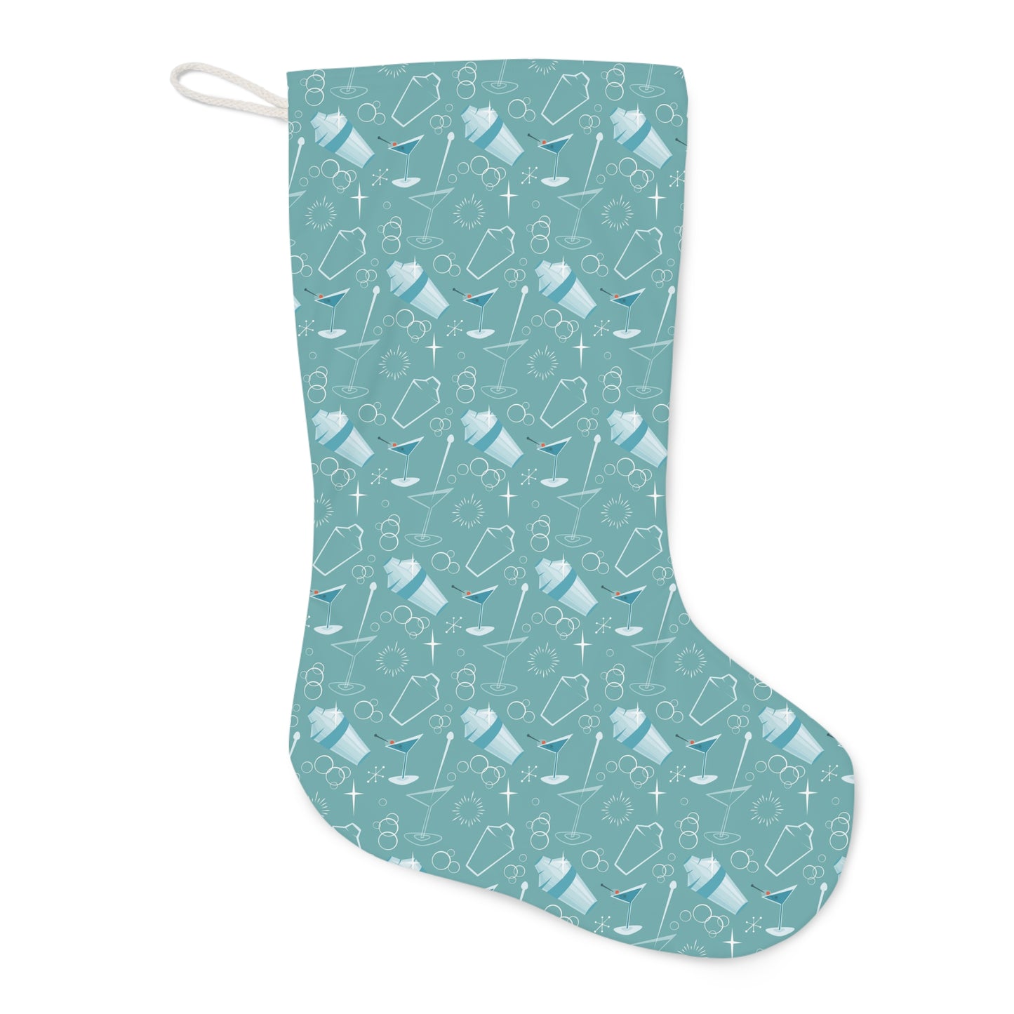 Retro 50s Mid Century Mod Martinis Blue Christmas Stocking