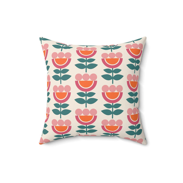 Retro Danish Flowers Scandinavian Mid Century Mod Multicolor Throw Pillow