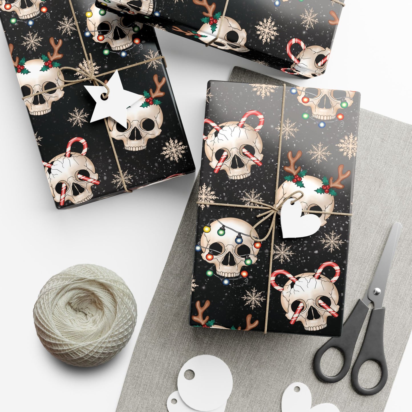 Goth Christmas Skulls, Gothmas & Creepmas Black Eco-Friendly Holiday Gift Wrap