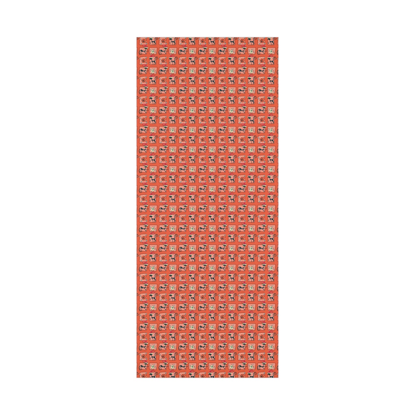 Retro 50's Atomic Cat Christmas Kitschy Mid Century Modern Red Eco-Friendly Wrapping Paper